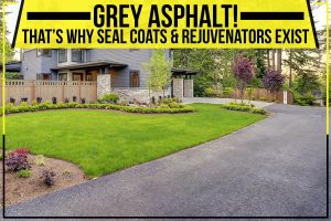 grey asphalt next to front lawn