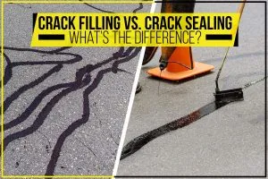 An image with text that reads: Crack filling vs. crack sealing what's the difference?