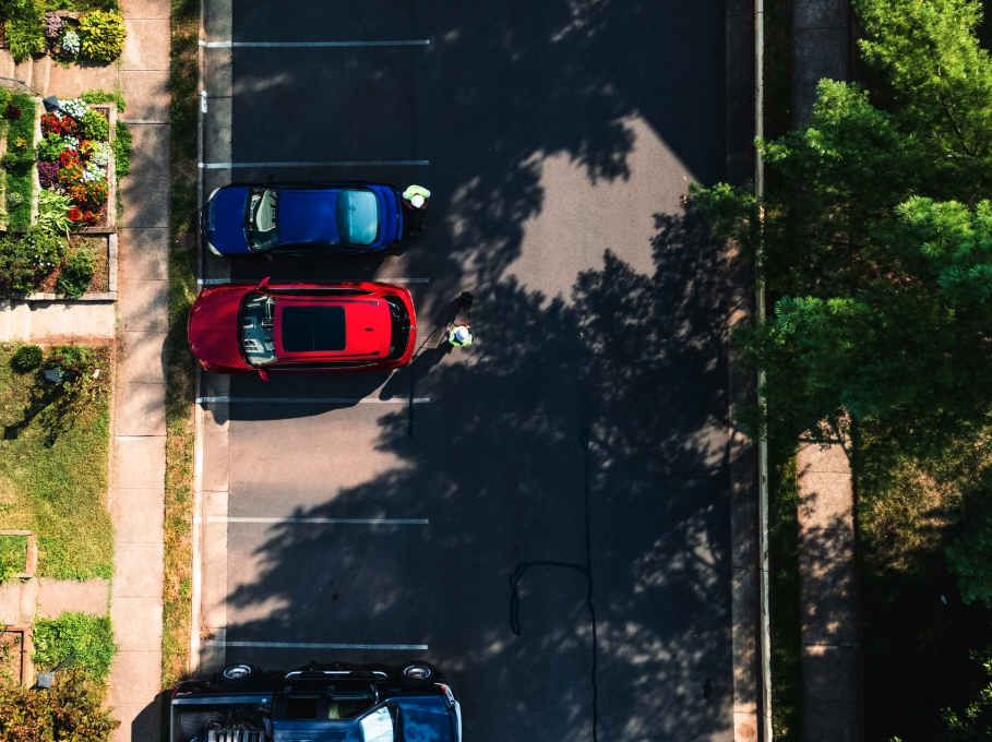 Aerial view of pavement
